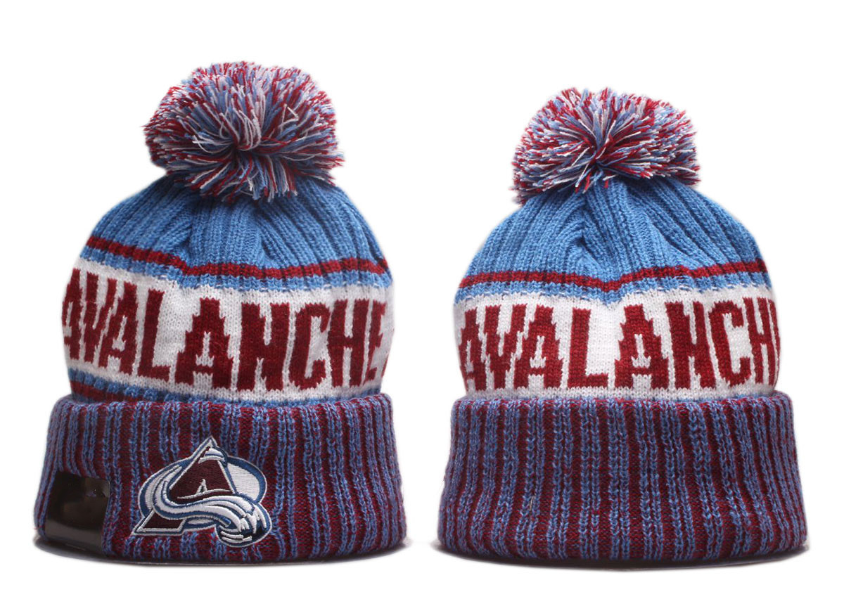 

New Beanies Avalanche Hockey 2021 Hot Beanie Pom Knit Hats Blue Color Baseball Football Basketball Sport Beanies Mix Match Order All Goods
