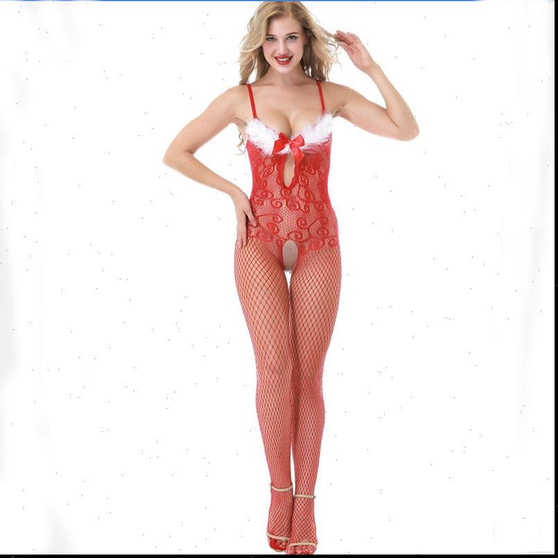 Interest pajamas Christmas evening Womens Sleepwears red one piece tight fitting suit-image-699863740