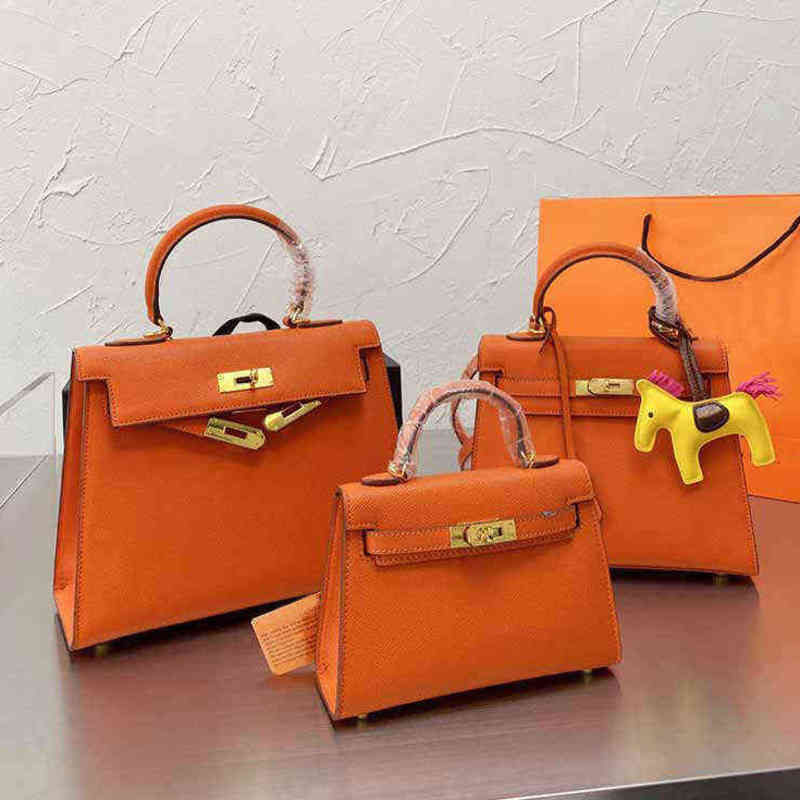 

2022 Handbags Designer Bag Women Palm Grain Calf Herme Leather Handbag High Quality Hardware Belt Purse with Silk Rion, Blue