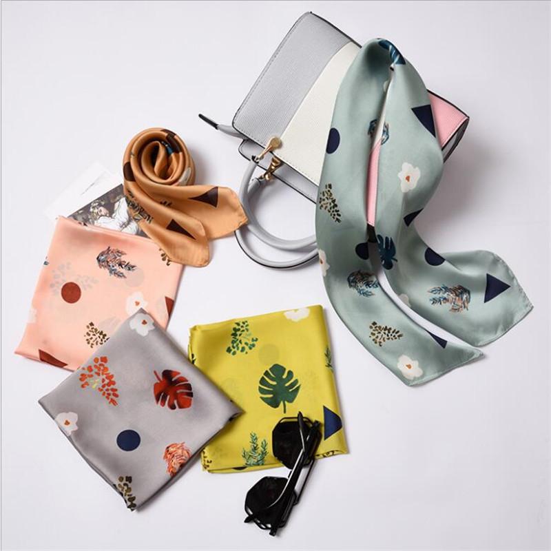 

Scarves Women Scarf Fake Silk Wrap Elegant Spring Autumn Print Head Neck Hair Tie Band Neckerchief Small Fashion Square