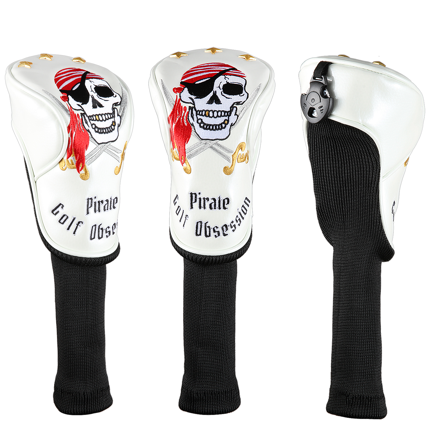 Pirate PU Leather Golf Club Headcover Long Neck Sock covers for Fairway Wood FW Covers-image-672457232