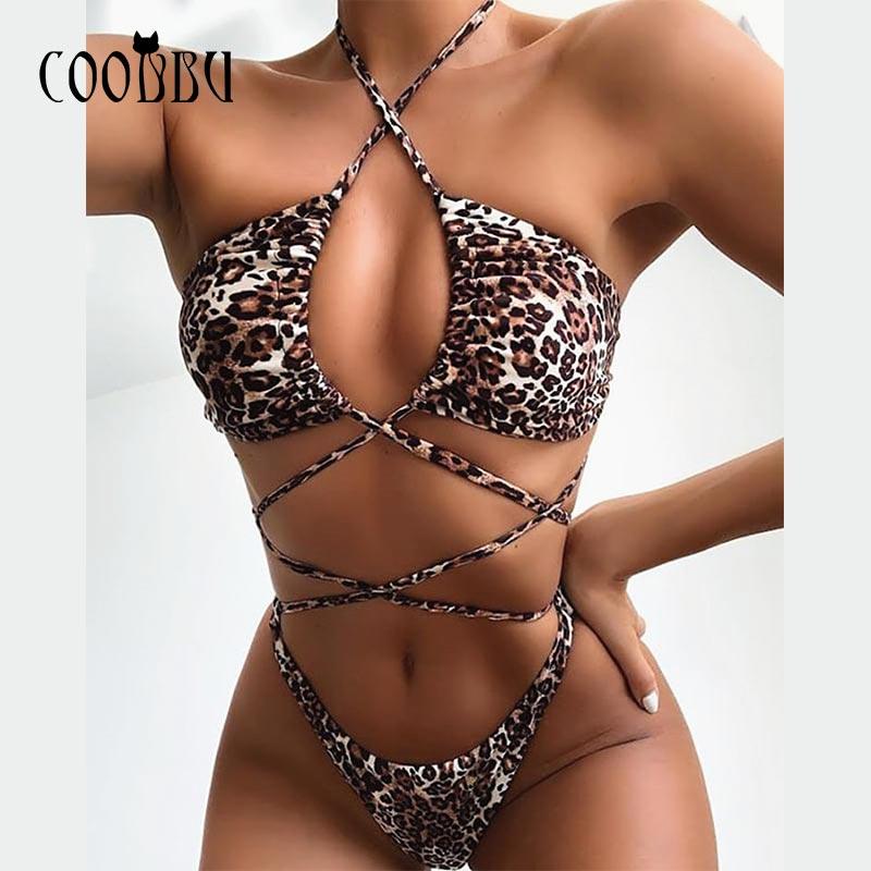 

Sexy Swimsuits 2021 Cross Bandage Swimwear Push Up Bathing Suit Summer Bandeau Beachwear Women One-Piece Suits