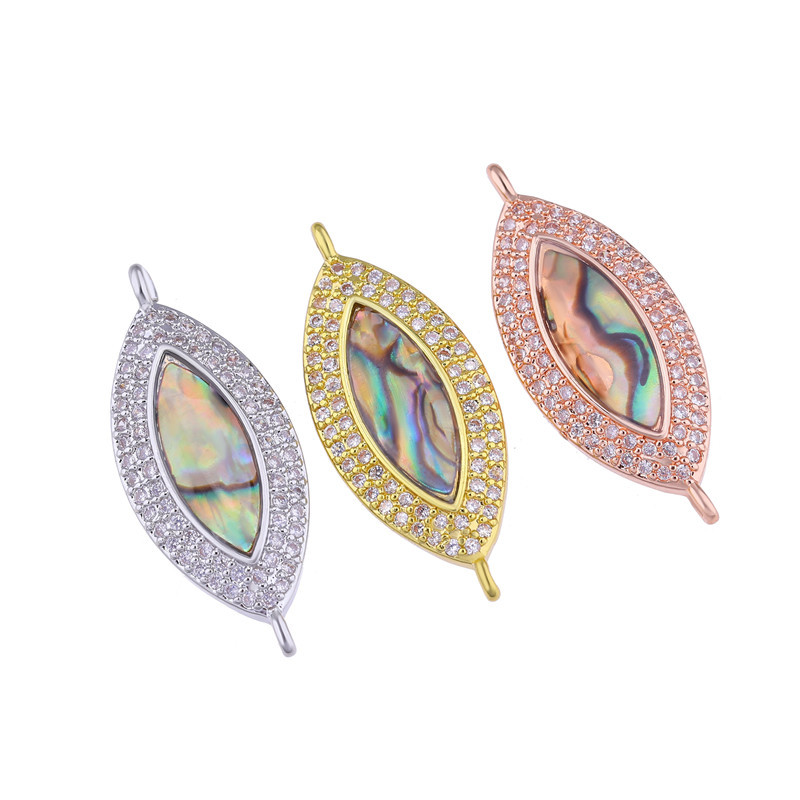 

Factory Double Hook Oval Shape Shell Evil Eye Charm Connectors for Jewelry Making