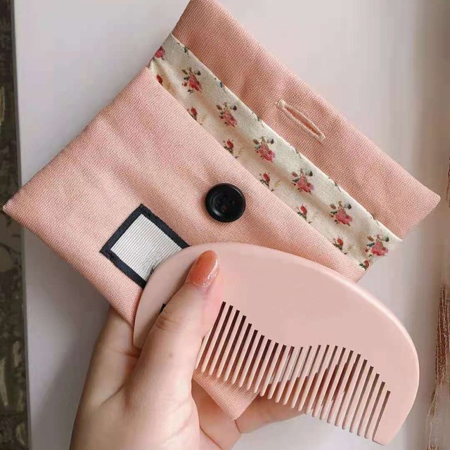 

New Cute Little Pink Comb Crafts Practical Wood Comb Lady hair Use Comb Hair Gift set
