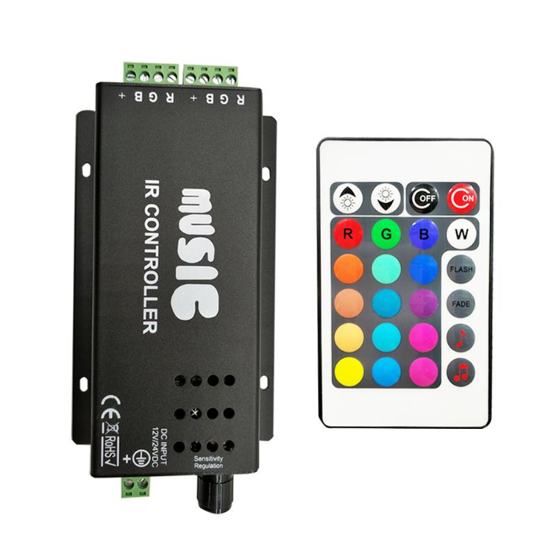 

12-24V 24 Keys Iron Shell Wireless IR Remote Control Music Sound Controller For 2835 RGB LED Strip Light Controllers