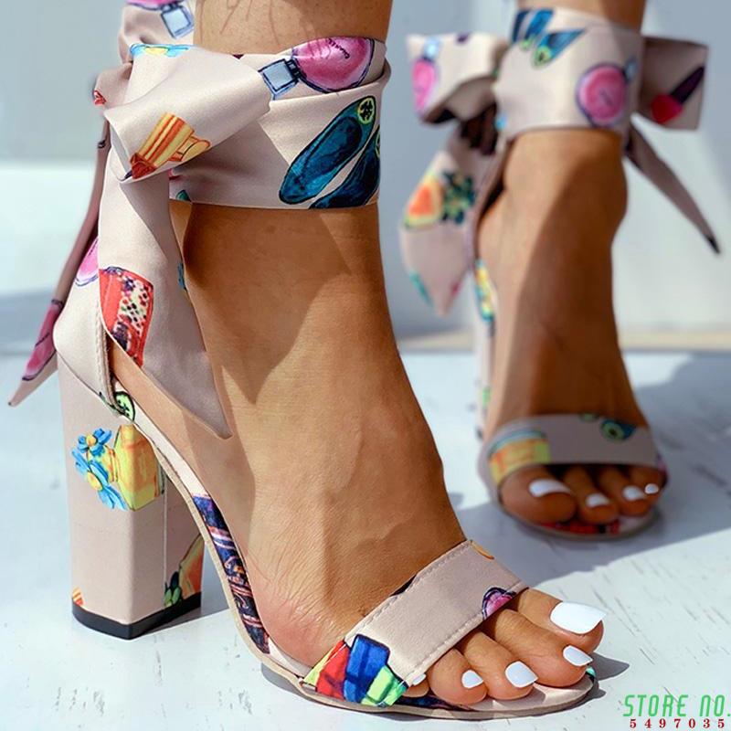 

Dress Shoes Women Summer High Heels Fashion Lace Up Square Heel Casual Party Wedding Ladies Plus Size Pumps, Black