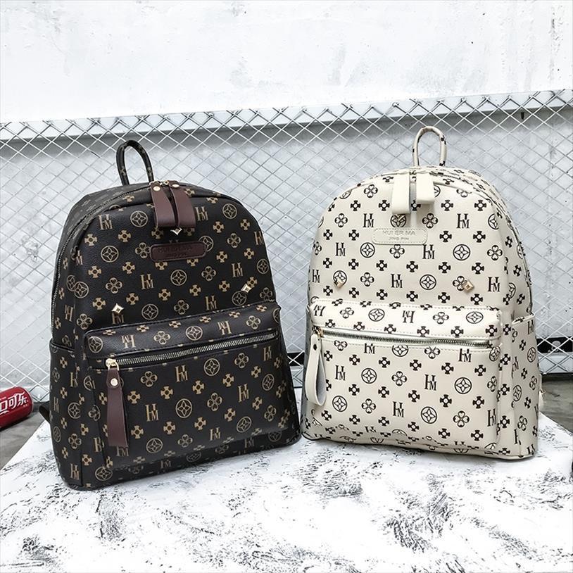 

brand high qulity backpack classic flower shoulder packages for women pu leather rivet fashion backpacks lager capacity rucksack