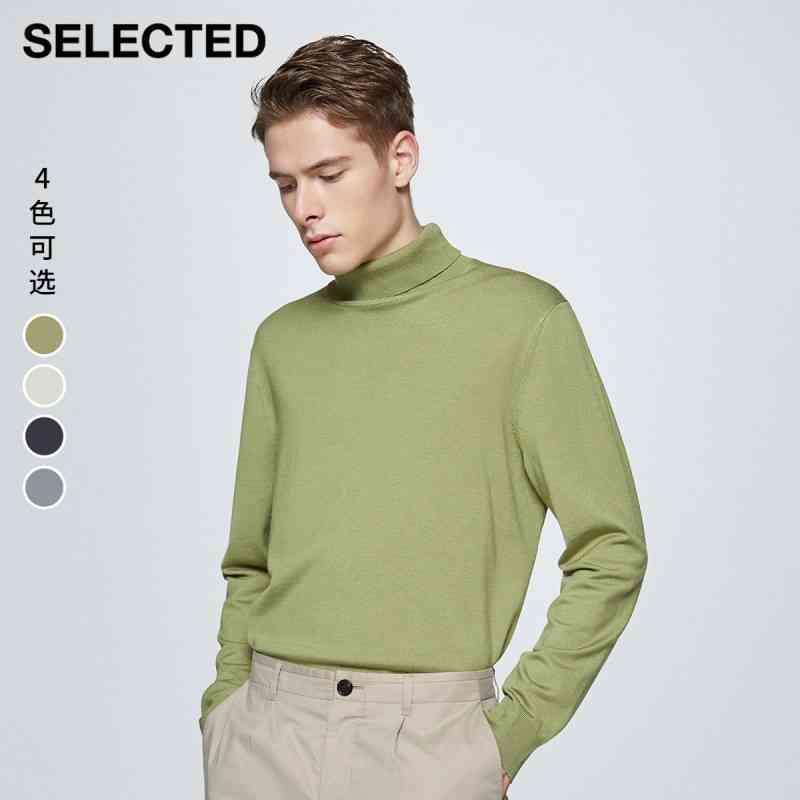 

selected winter new men's stretch high collar fashion busins casual knit s|420424018, Black