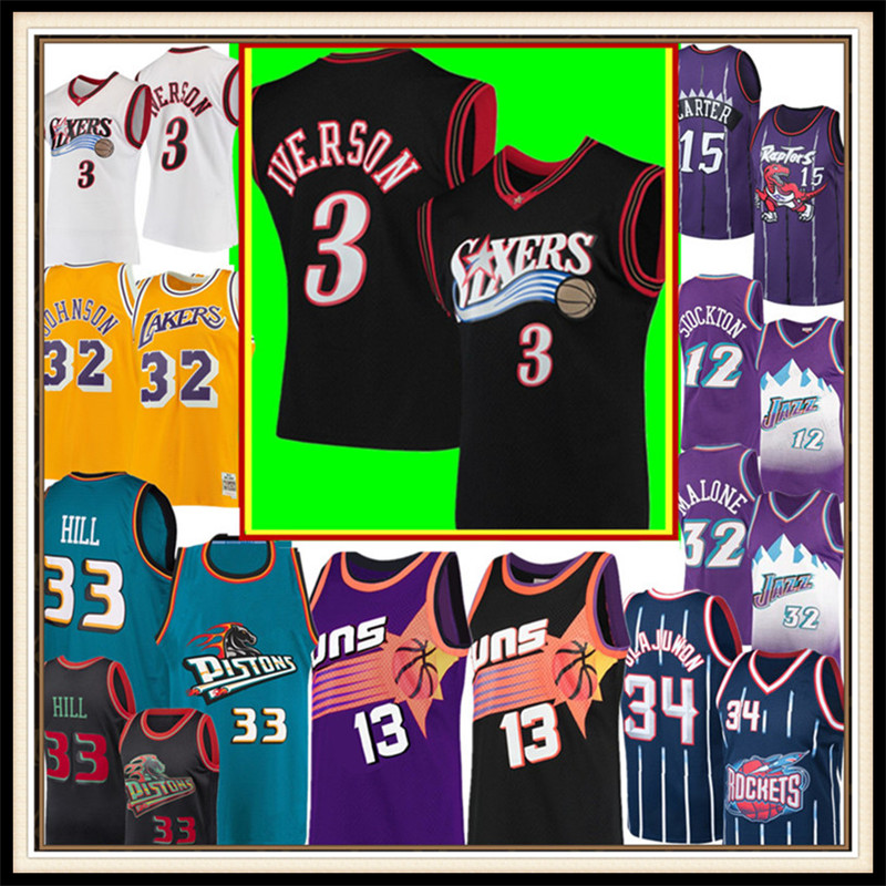 

Retro Mesh Allen 3 Iverson Abdul 34 Olajuwon Jersey Steve 13 Nash Grant 33 Hill John 12 Stockton Karl 32 Malone Basketball High quality