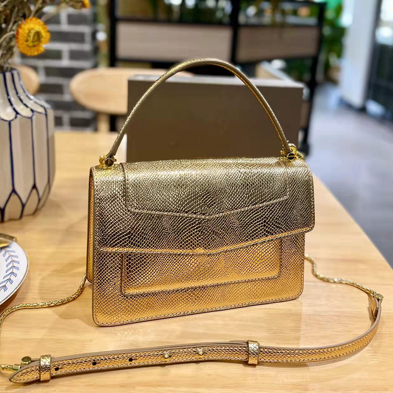 

Designer Women Serpentine Shoulder Bag Luxurys Designers Bags Italy Brand Golden Double Snake Head Hasp Flap Handbags Lady Genuine Leather Party Crossbody Handbag, Blue