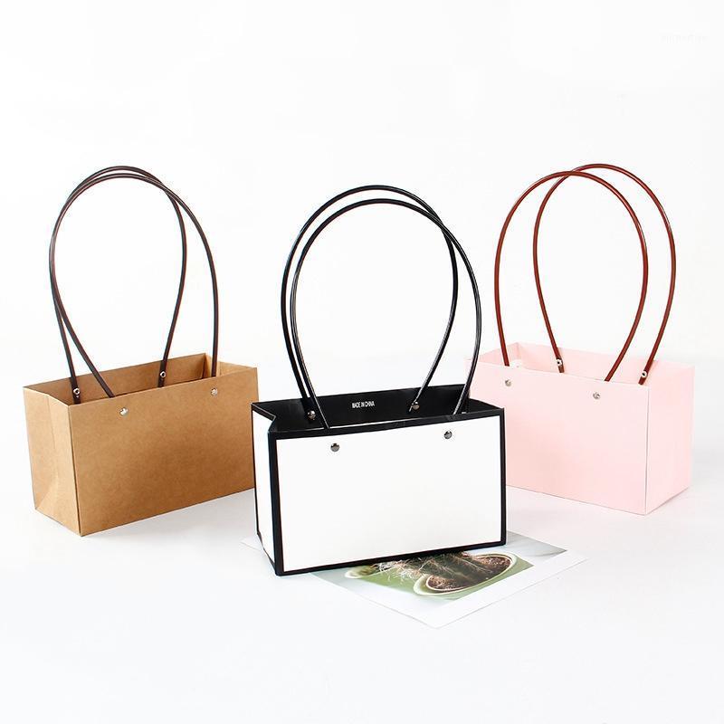 

Gift Wrap 6Pcs Portable Flower Box Waterproof Paper Handy Bag Kraft Handbag Wedding Rose Party Packaging