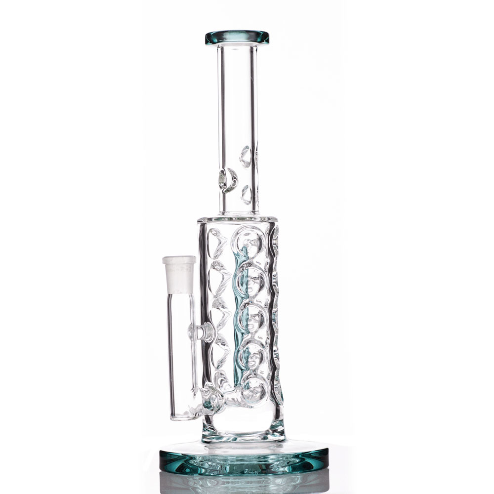 

Straight style Hookah handmade Water Pipe bong Teal Pillar inside 11 Inch 14.5mm Female Joint glass