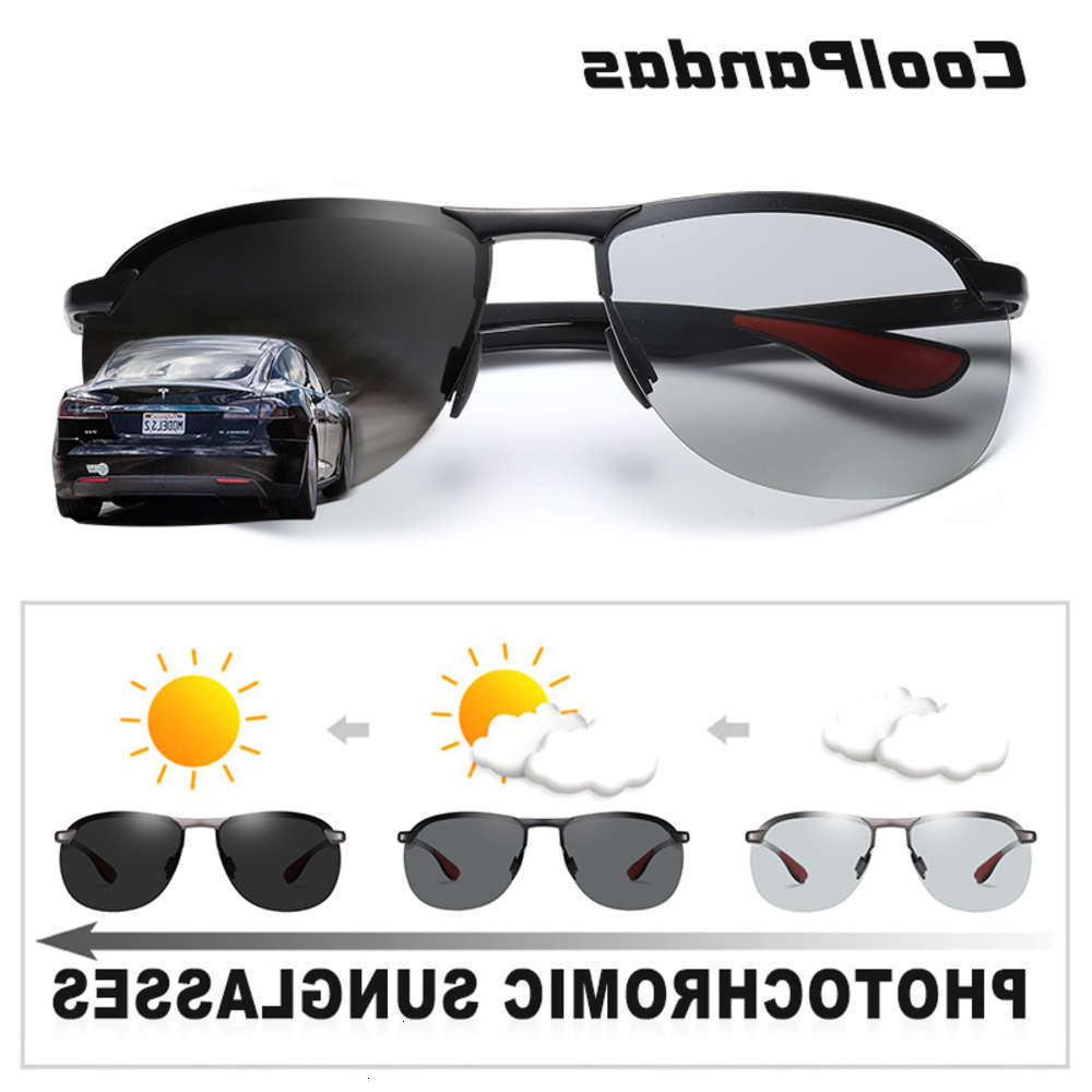

sunglasses Brand Photochromic Men Sunglasses Polarized Day Night Vision Driving Sun Glasses For Male Oculos De Sol Masculino, Black