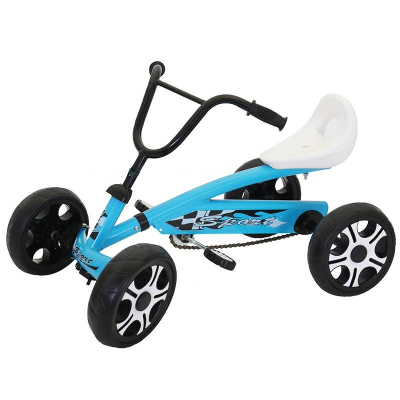 

Kids Pedal Go-Karts with EVA Wheels, Adjustable Seat, 4 Wheeled Go Kart For Younger Children, White