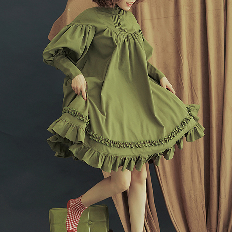 

2021new arrival 5 colors gothic lolita dress japanese soft sister black dresses cotton women princess dress girl halloween costume, Black;gray