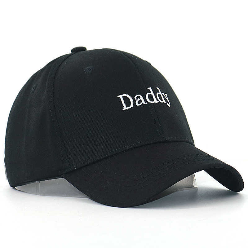 

fashion Daddy baseball cap for father cotton adjustable snapback hats men women letter embroidery hip hop dad hat drop shipping Q0703, Black