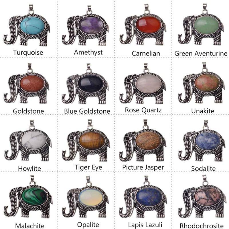 

Elephant Gemstone Jewelry Pendant Silver Plated Cute Necklace Men and Women Simple 12pcs