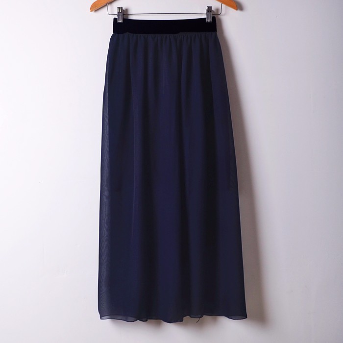 

Skirts Summer Fashion Bohemian Double Layer Chiffon Pleated Elastic Waist long Maxi Skirt Drop, 1#