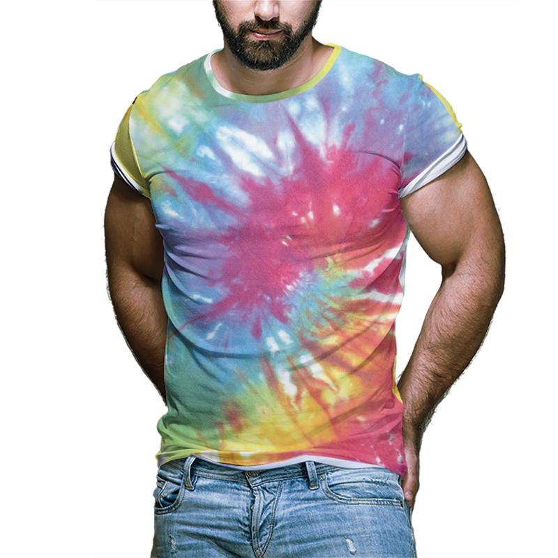 

Men's T-Shirts European And American Creative Art Dazzle Tie Dye 3D Digital Printed T-Shirt Swirling Color Round Neck Short Sleeve, Txx00531hd