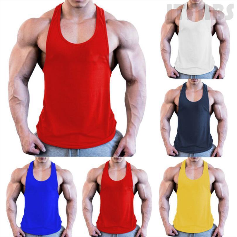 

man tank body building men stringer quick dry gym outwear sports singlets vest fitness yellow blue red white, White;black