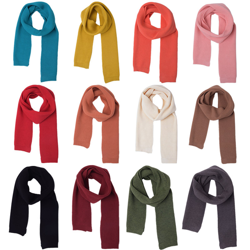 

Kids Scarf Plain Scarves Candy Colors Neckpiece Winter Wraps Long Knitted Shawl Fashion Baby Muffler Neck Ring Neckerchief Pashmina WMQa4