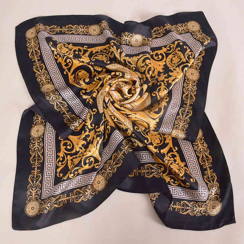 

[SLKSCF] 88X88CM Ladies Pure scarf Women Head Luxury Brand Real 100% Natural Silk Scarf Square Printed Fashion Shawls Wrap