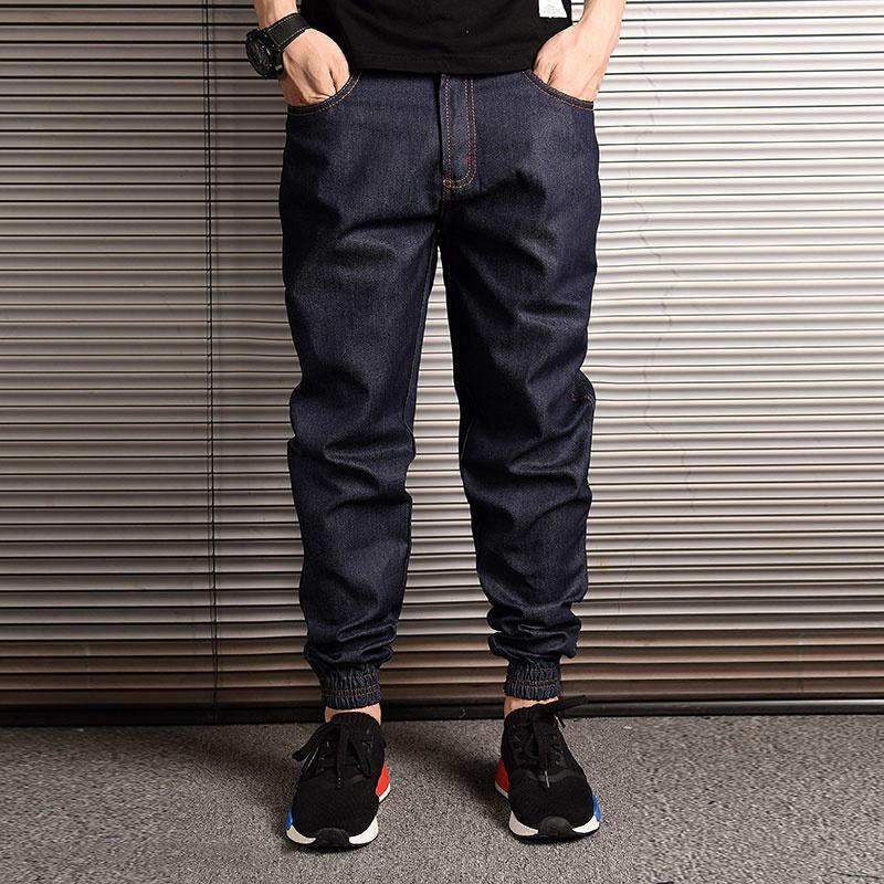 

Men' Jeans 2021 Japanese Vintage Fashion Men Loose Fit Elastic Waist Slack Bottom Denim Cargo Pants Streetwear Hip Hop Joggers, Black