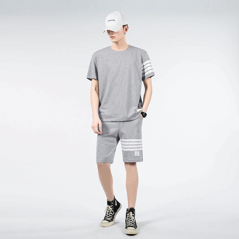 

2021 Men's and Women's Famous Brand Fashion Tracksuits Summer Sportswear Short Sleeve Print Pullover Set Round Collar Mens With Wo, Gray