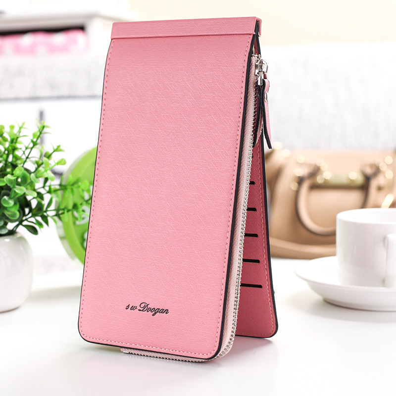 

2018 New Ladies Card Holder Multiple Card Slots Long Wallet Korean Fashion Long Zipper Hasp Mobile Phone Bag, Brown;gray