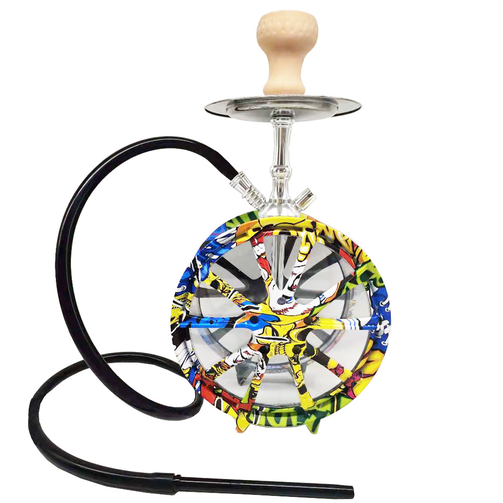 

Acrylic LED Hookah Bottle Wheel Style Design Single Hose Glass Bong Complete Shisha for Narguiles Sheesha Chicha Smoking Accessories