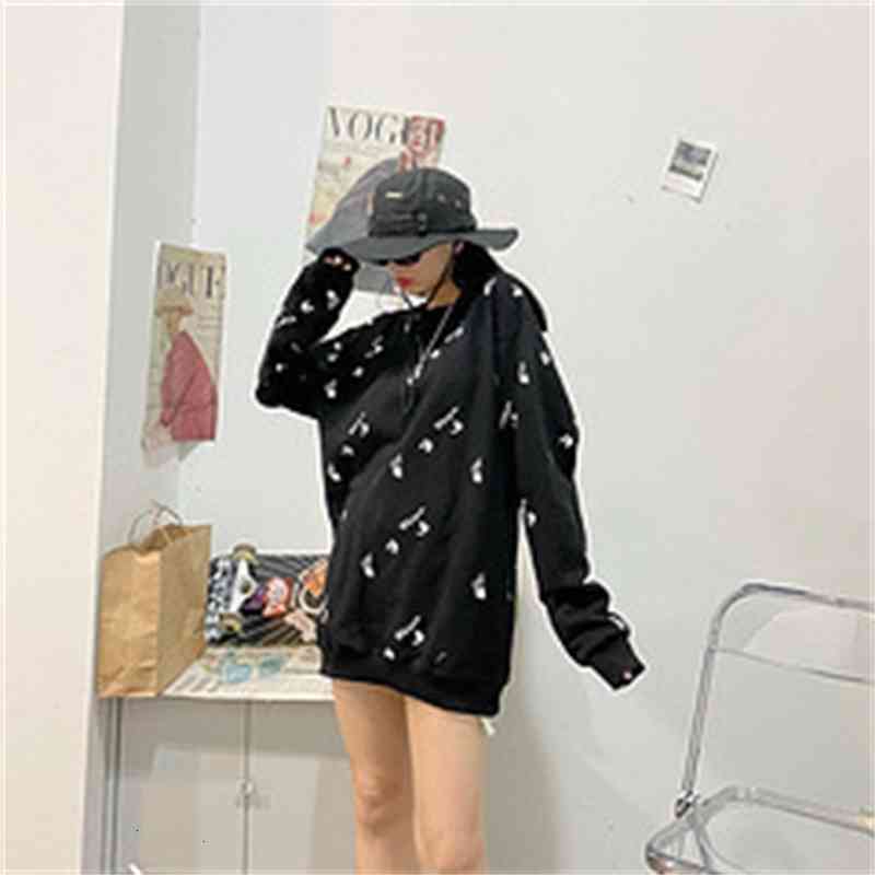 

Off-white2021 Brand New Chao Style Full Body Printing Loose Fitting Men's and Women's Round Neck Sweater, White