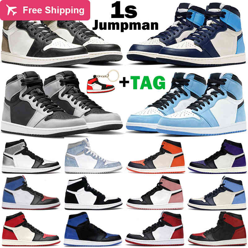 

36-47 basketball shoes 1s men women jumpman 1 mid Electro Orange Hyper Royal Shadow 2.0 University Blue Carbon Fiber Chicago mens trainers, Pine green