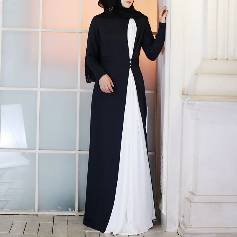 

turkey Chic Dubai Muslim Abaya Dress Women Patchwork Long Sleeve Slim Fit Hijab vestidos Kimono Caftan moroccan Islamic Clothing