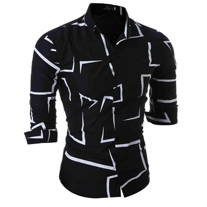 Style Automne Male Slim Fit Long Flower Flower Imprimé de fête décontractée Tops Punk Style Mens Satin Satin Digital Printing Shirt