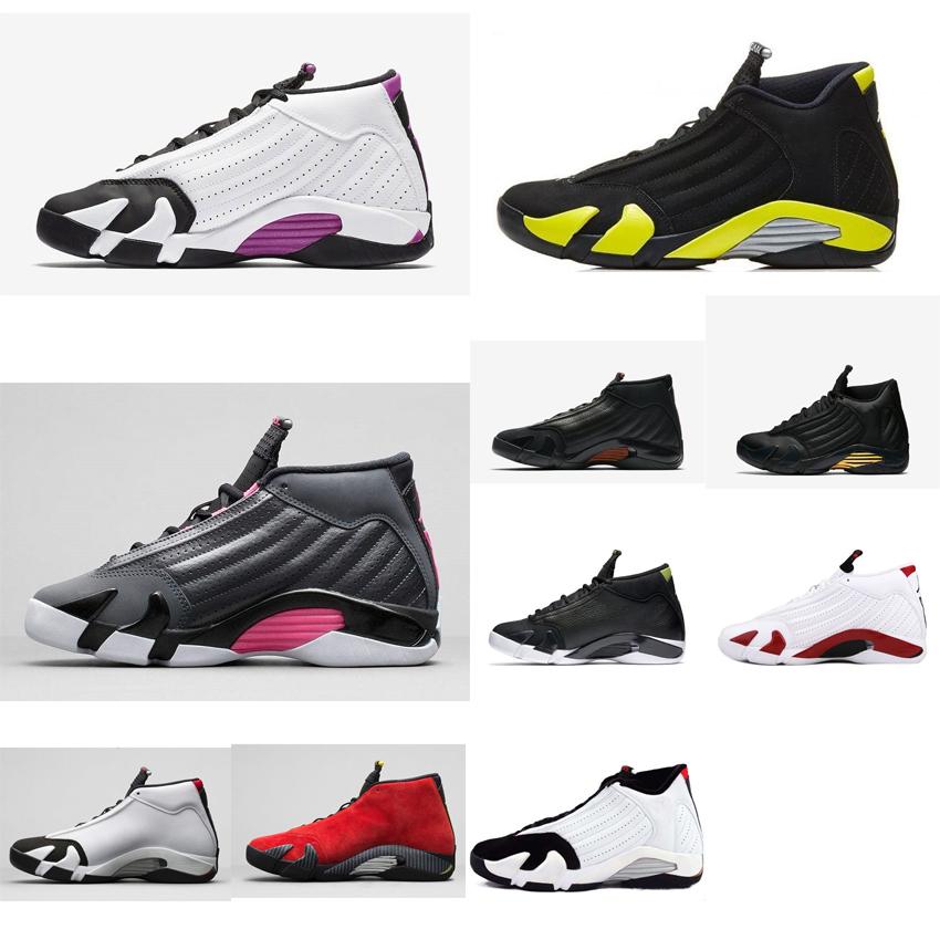

Retro womens jumpman 14s basketball shoes kids 14 xiv sneakers Thunder Yellow Black Pink Red Gold Grey Purple lebron 19 tennis with box, Black toe red