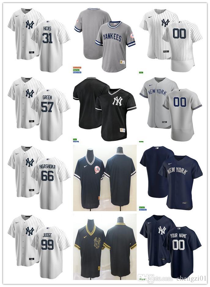 

Men Women Youth New York Yankees 57 Chad Green 31 Aaron Hicks 66 Kyle Higashioka 99 Aaron Judge Custom Baseball Jersey Blank, Blue;black