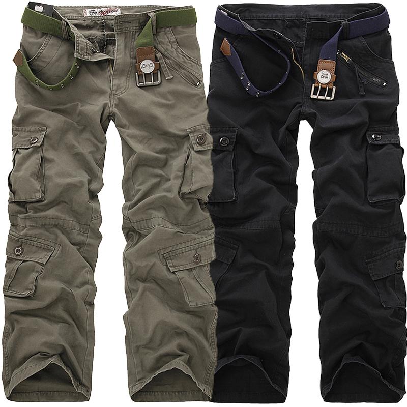 

Men's Pants 2021 High Quality Cargo Casual Multi Pocket Long Trousers For Men Plus Size 28-40, Black