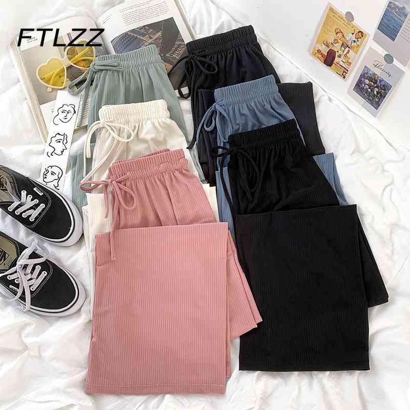 

Streetwear Woman Pants Summer Soft Solid High Waist Sweatpant Korean Ulzzang 210602, Pink