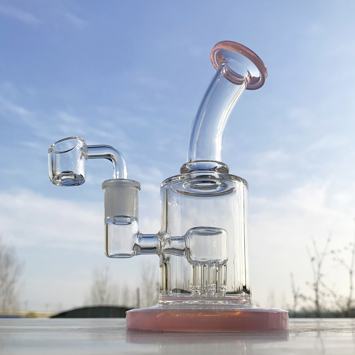 

Liya hookahs glass bongs 7.5 Inch Tall 6 Arm Tree Percolator Bubbler Recycler Bong Thick Base Dab Oil Rig Water Pipes