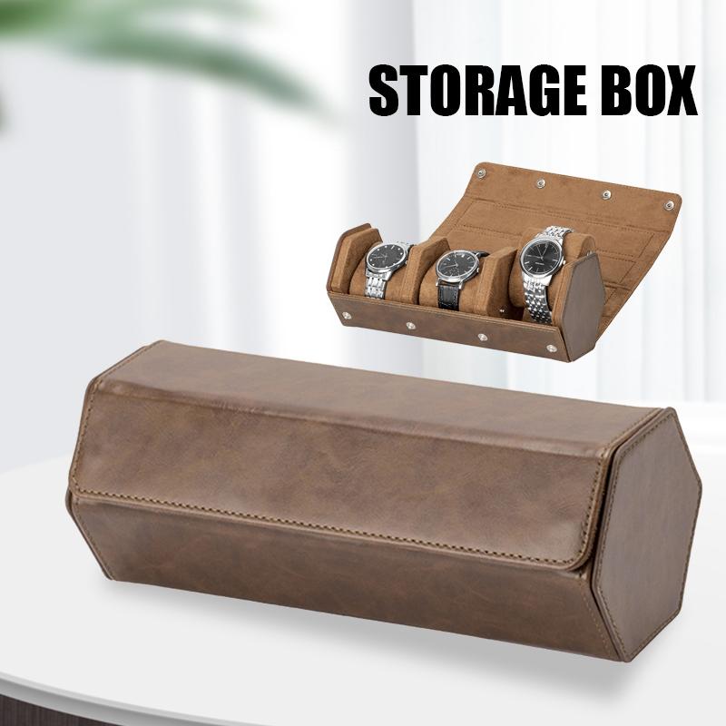 

Storage Boxes & Bins 3 Slots Watch Box PU Leather Display Portable Chic Vintage Travel Organizers TA