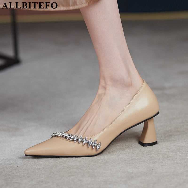 

ALLBITEFO size:34-43 genuine leather sexy high heels wedding woemn shoes women heels shoes autumn high heels shoes 210611, As picture