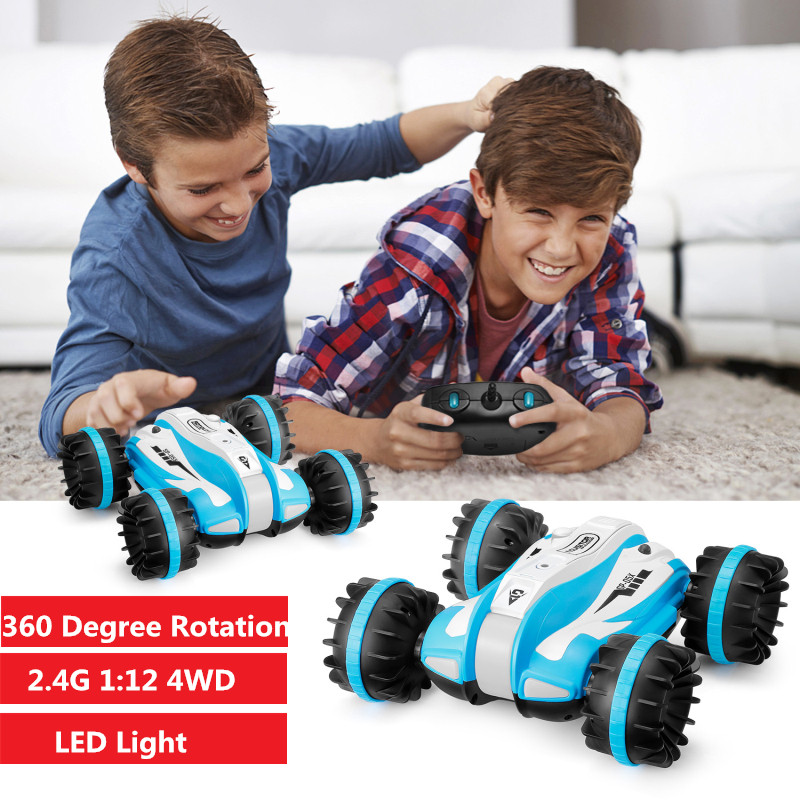 

Child Educational Toy RC Robot Car 2.4Ghz 4WD 112 Land Water Amphibious Remote Control Stunt Car 360 Degree Rotation Led Light