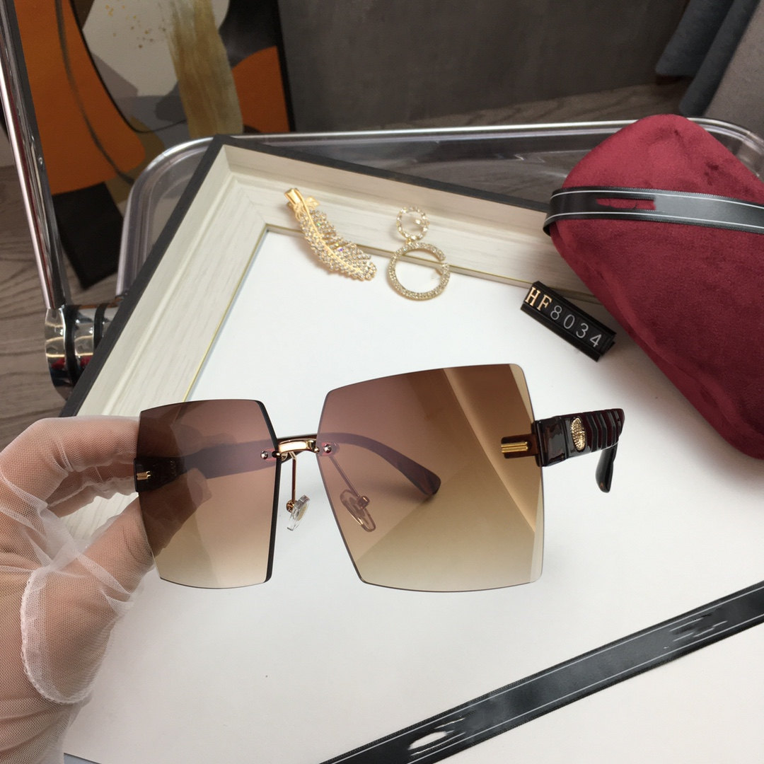 

Luxury 8034 Frameless Sunglasses For Women Fashion Goggle Designer UV protection Square Rimless Top Quality free Come With Package