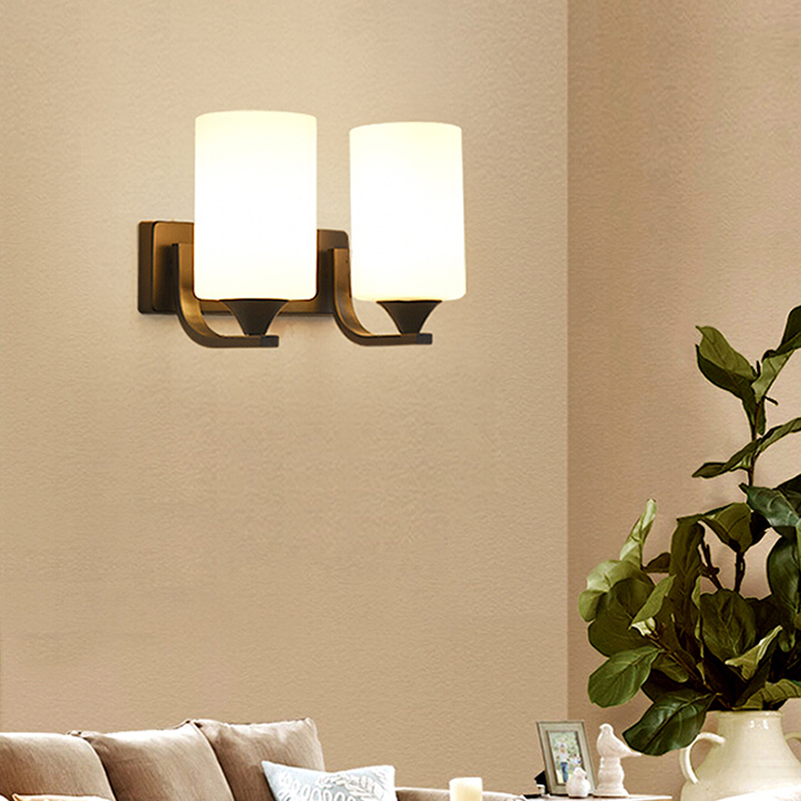 

American Loft iron wall lamps bedroom bedside corridor Decoration lamp glass Lampshade minimalist wall lights