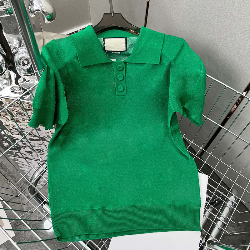 

Women Knits Tees High Quality Knit Polo Shirts T Shirt Fashion Summer Short Sleeves Casual Tops Lapel Neck Wholesale, Black