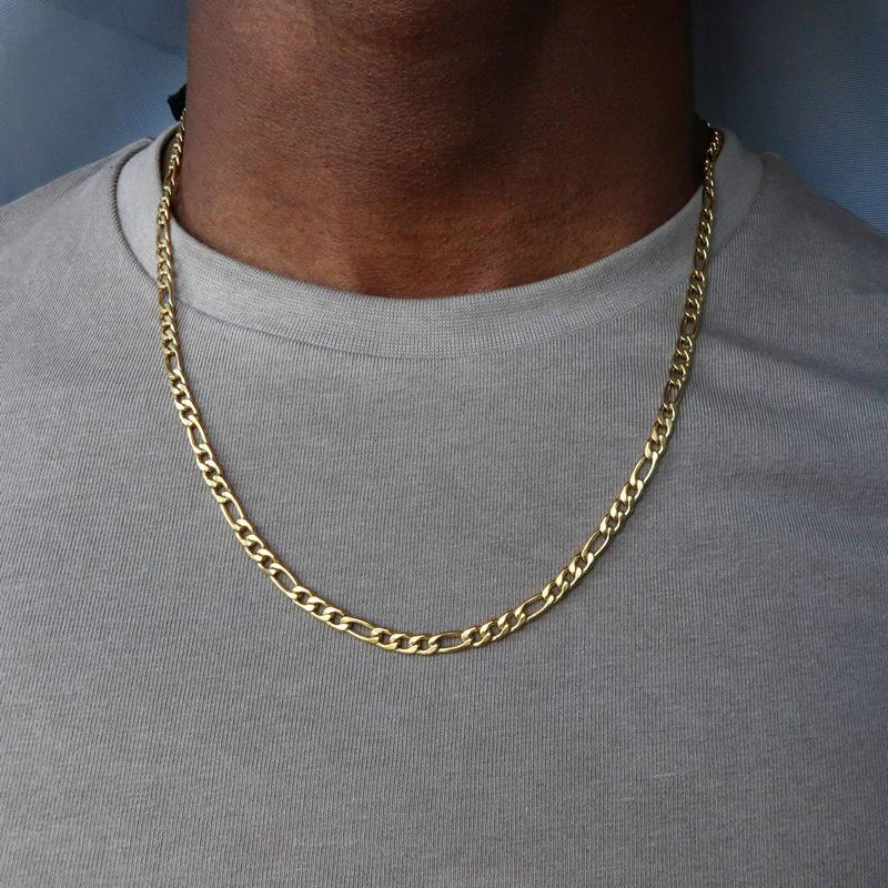 

Chains 2021 Fashion Figaro Chain Necklace Men Stainless Steel Gold Color Long For Jewelry Gift Collar Hombres