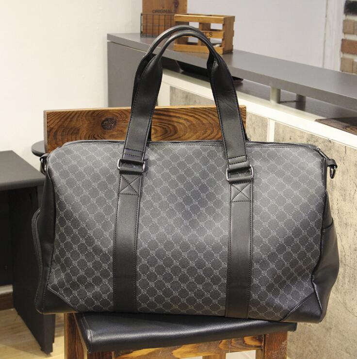 

men leather shoulder bags outdoor fitness sports business trip leisure travel bag simple atmosphere polka dot fashion handbag street trend plaid backpack, Black2
