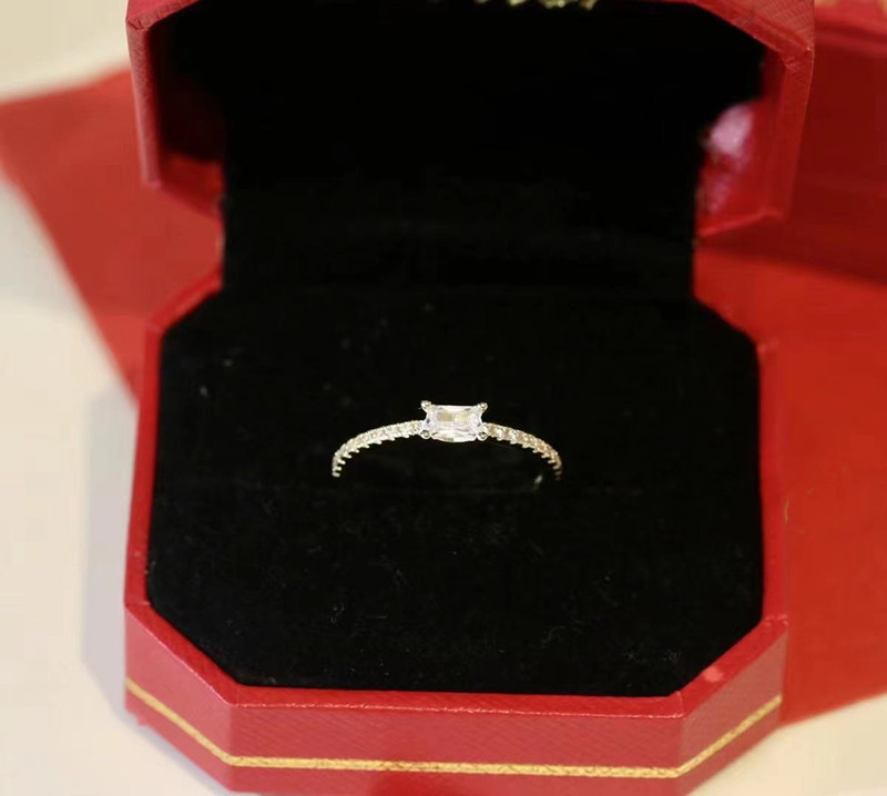 

Luxury Diamond Ring Silver Rose South American Womens Wedding Engagement Anniversary Gift Party White 18K Gold Plated Love Rings have dust bag