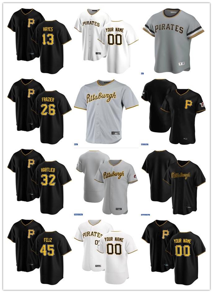 

Men Women Youth Pittsburgh Pirates 45 Michael Feliz 26 Adam Frazier 32 Geoff Hartlieb 13 Ke'Bryan Hayes Custom Baseball Jersey Blank black white gray yellow, Colour