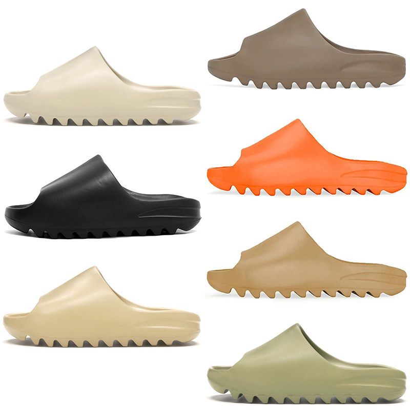 

Kanye West Slides For Men Women Outdoor shoes Bone Enflame Orange Earth Brown Mens Womens Sandals Beach Size 36-47